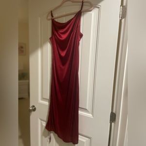 Satin Spaghetti Strap Red Dress